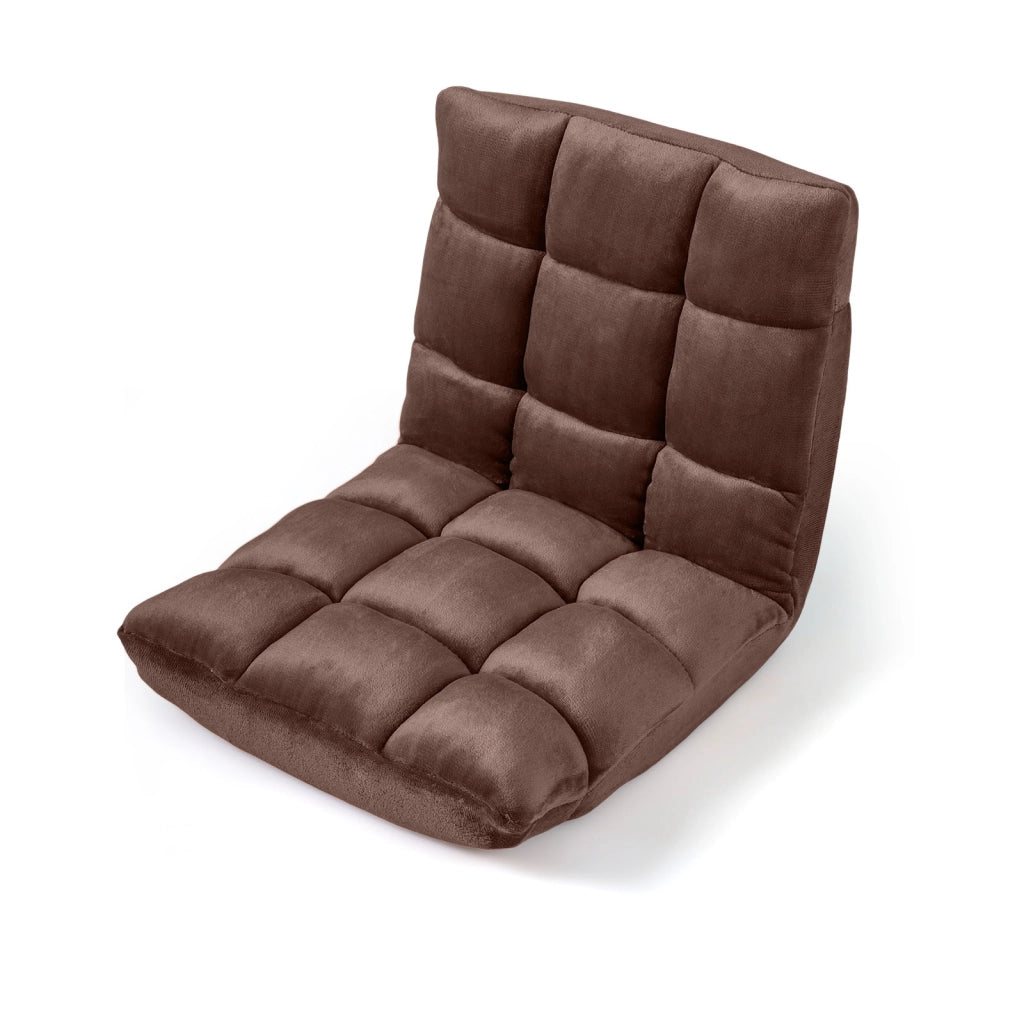 Sedia imbottita da pavimento regolabile in 14 posizioni, Poltrona da pavimento 105x56x15cm Marrone
