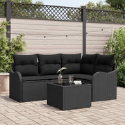 Set Divano da Giardino con archiviazione 5 pcs Beige polyrattan