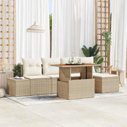 Set da Pranzo per Giardino con cuscino 6 pcs Beige e Crema