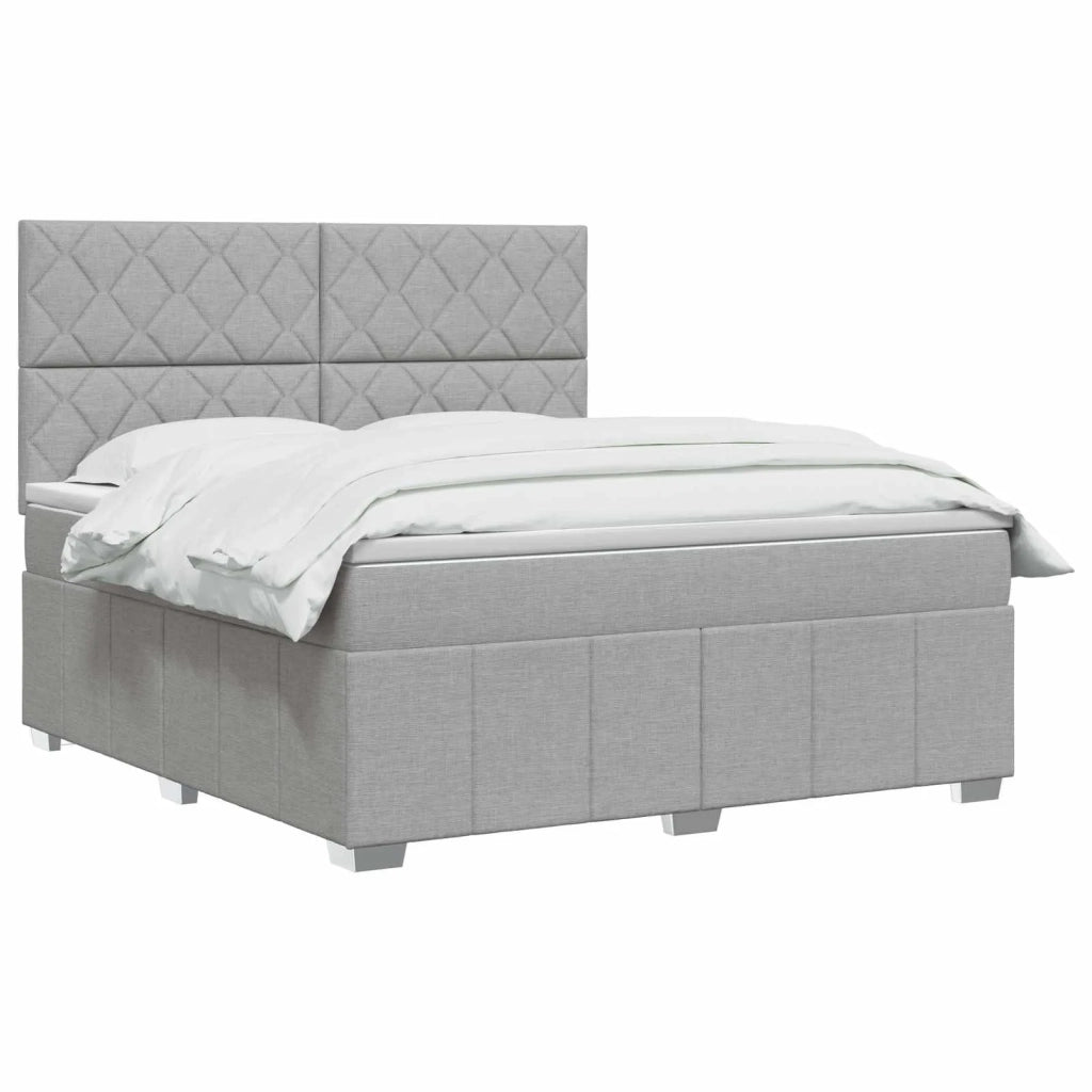 Letto Box Spring LED con Materasso Grigio Chiaro 140 x 200 cm 3455626