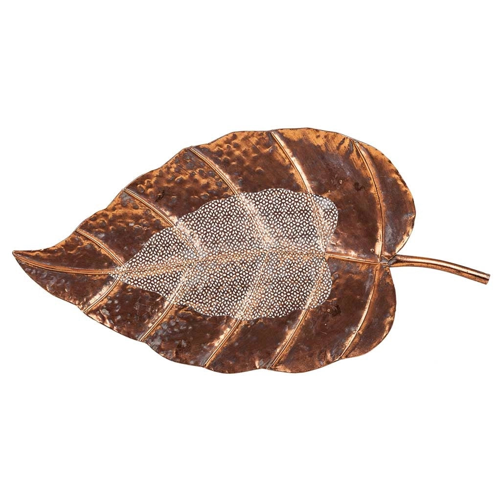 Foglia decoro metallo dorato 77,5x41x5h
