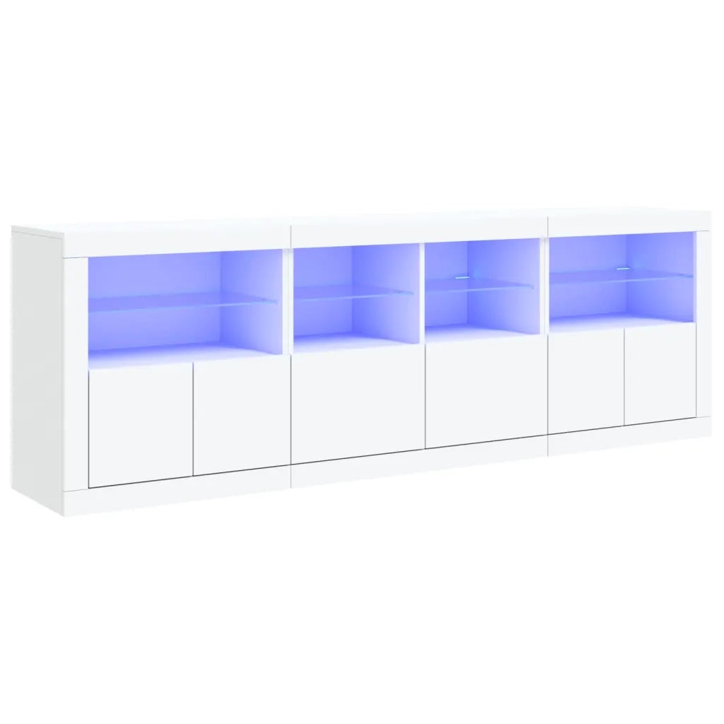 Credenza | Madia | Buffet da pranzo | Armadio da pranzo con Luci LED Bianca 202x37x67 cm