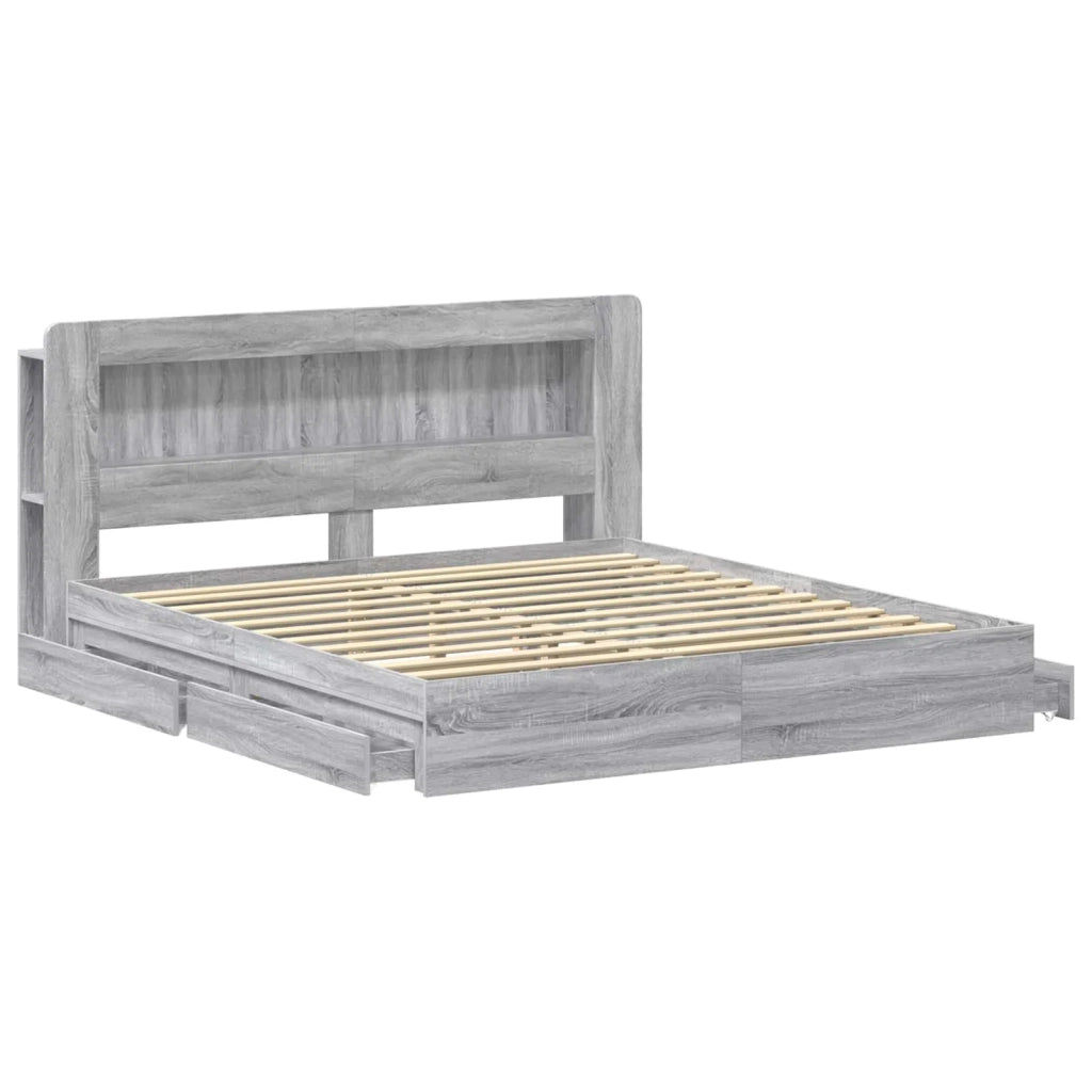 Telaio del letto con storage Sonoma grigio 200 x 200 cm 3433692