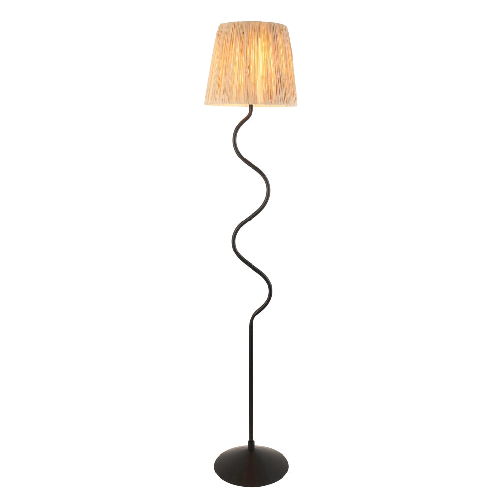 Lampada da terra boho nera opaca rafia E27 Endon Wriggle