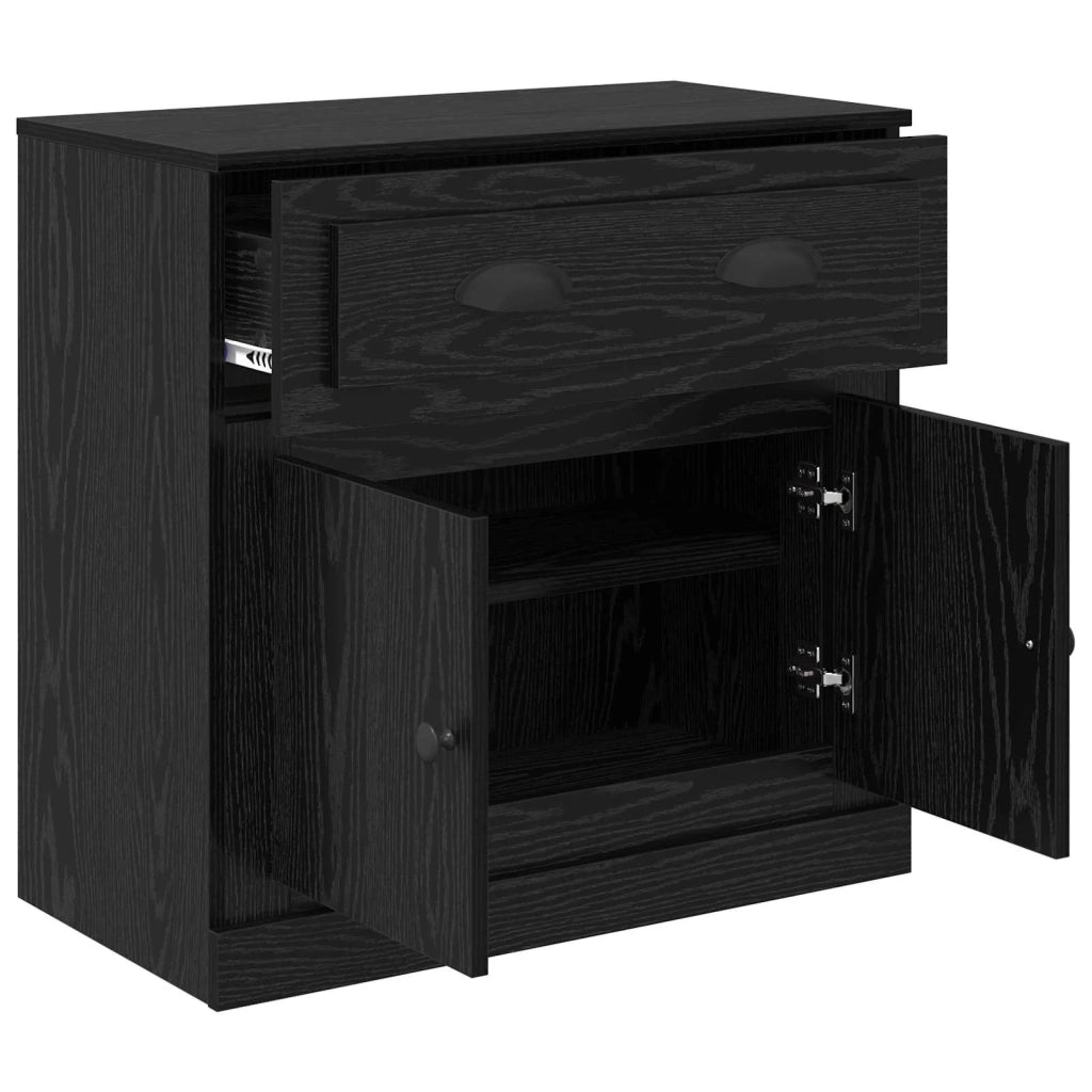 Credenza | Madia | Buffet da pranzo | Armadio da pranzo Rovere Nero 70 x 35,5 x 67,5 cm Legno multistrato