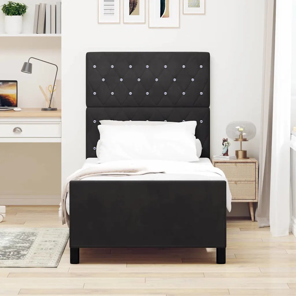 Letto a molle con testiera Nero 100 x 200 cm Velluto