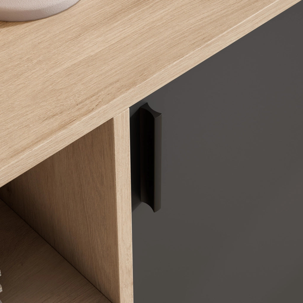 Credenza da ingresso Herdasa effetto rovere chiaro e grafite 88x90x33