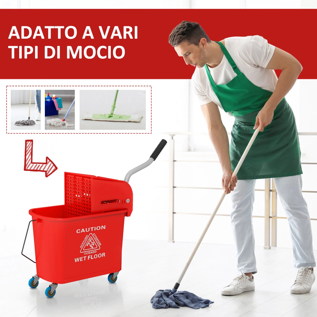 Carrello Lavapavimenti con Strizzatore ¨C Minimal ¨C 60x27x70.5cm Rosso
