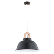 Lampada a sospensione nera legno Vayper Ø40 E27 Alfa