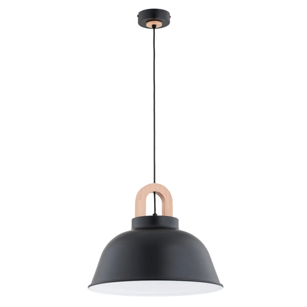 Lampada a sospensione nera legno Vayper Ø40 E27 Alfa