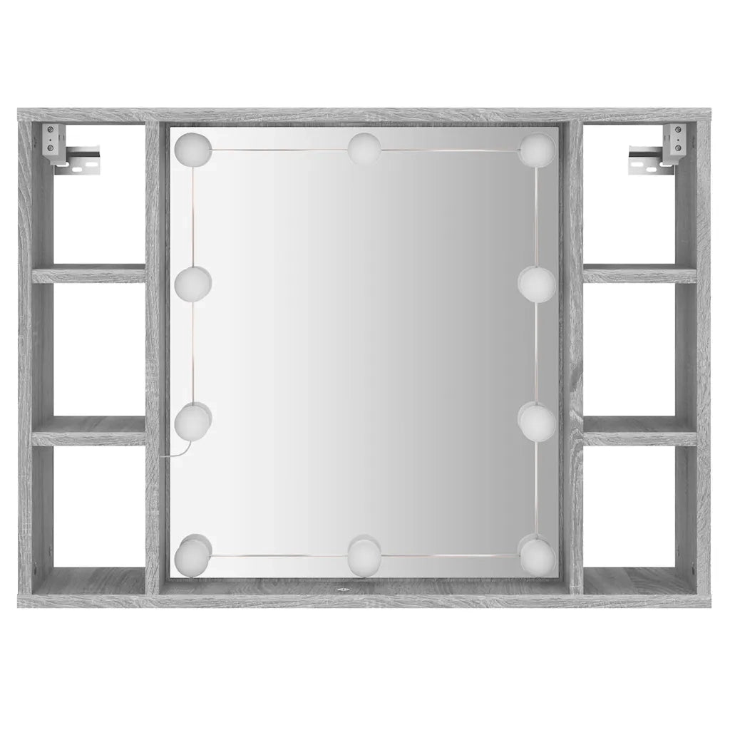 Mobile a Specchio con LED-Armadietto a Specchio Grigio Sonoma 76x15x55 cm