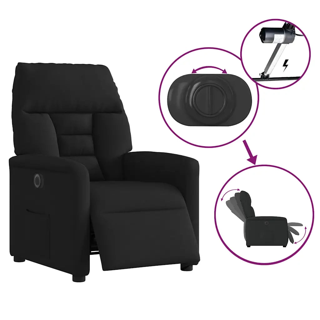 Poltrona Elettrica Reclinabile Nera in Tessuto 3303014