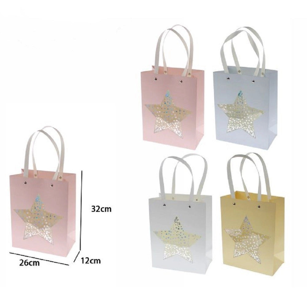 Trade Shop - Set 2pz Buste Borsa Da Regalo Con Stella 32 X 26 X 12cm 69939 Varie Colorazioni -