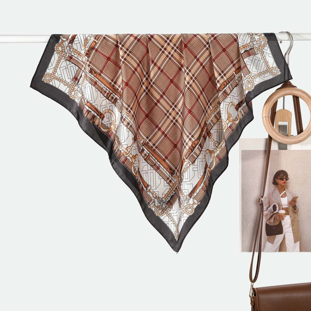 Sciarpa in seta stampata, alla moda e versatile, da 70 cm
