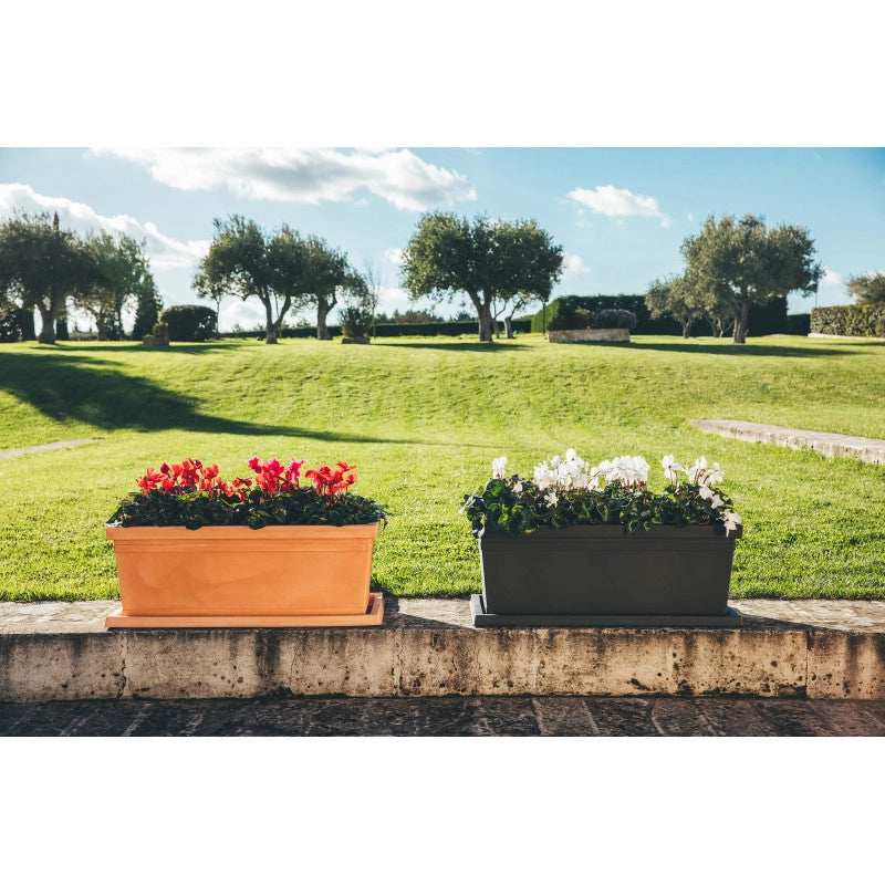 Vaso Fioriera decorativo classico tradizionale 100x47 H38 in polimero resistente impruneta per piante per giardini e terrazze - Made in Italy