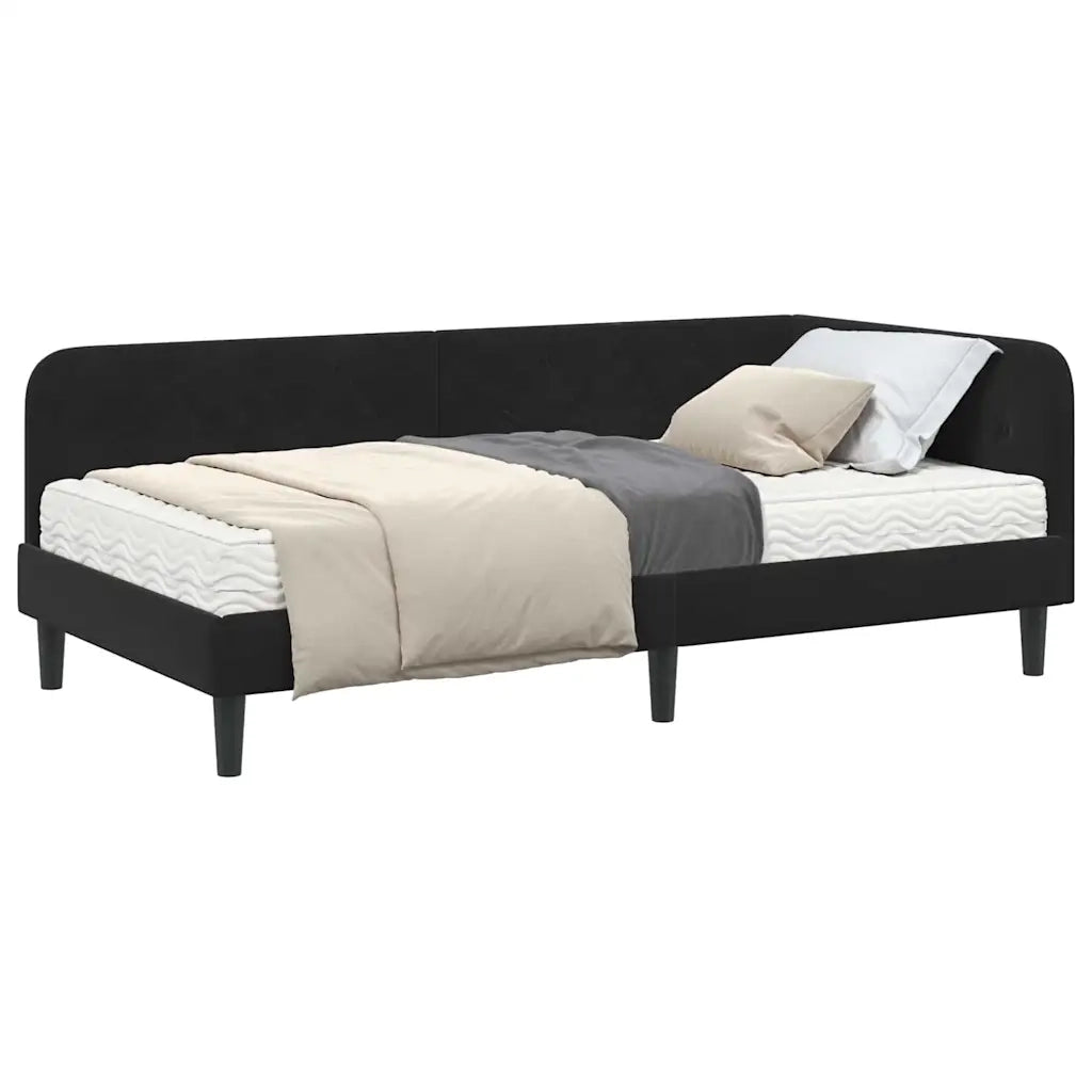 Cornice del letto ad angolo Nero 90 x 190 cm Velluto 3394149