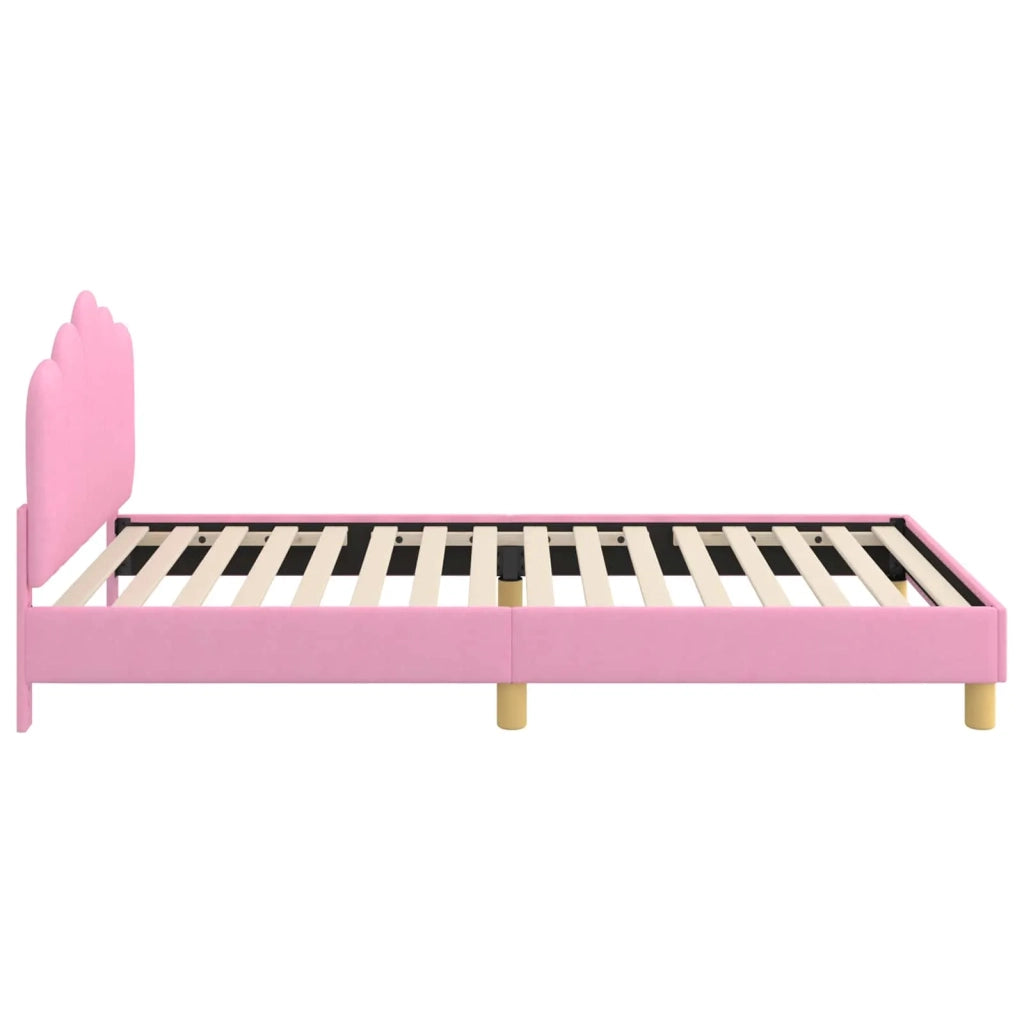 Struttura letto Bambini | Letto Infantile | Lettino con testata Rosa 90 x 190 cm Tessuto