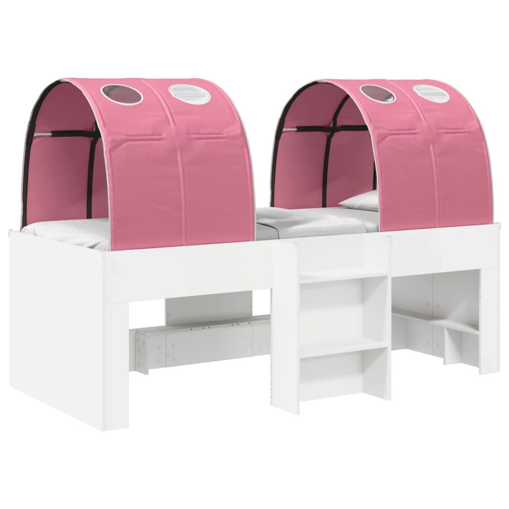 Letto singolo | Letto per adulti | Letto con Tunnel 4 pcs Bianco e Rosa Legno ingegnerizzato