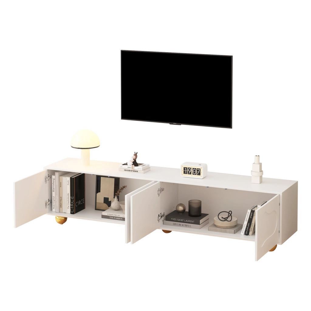 Cassettiera per TV bianca in truciolato lunghezza 180 cm