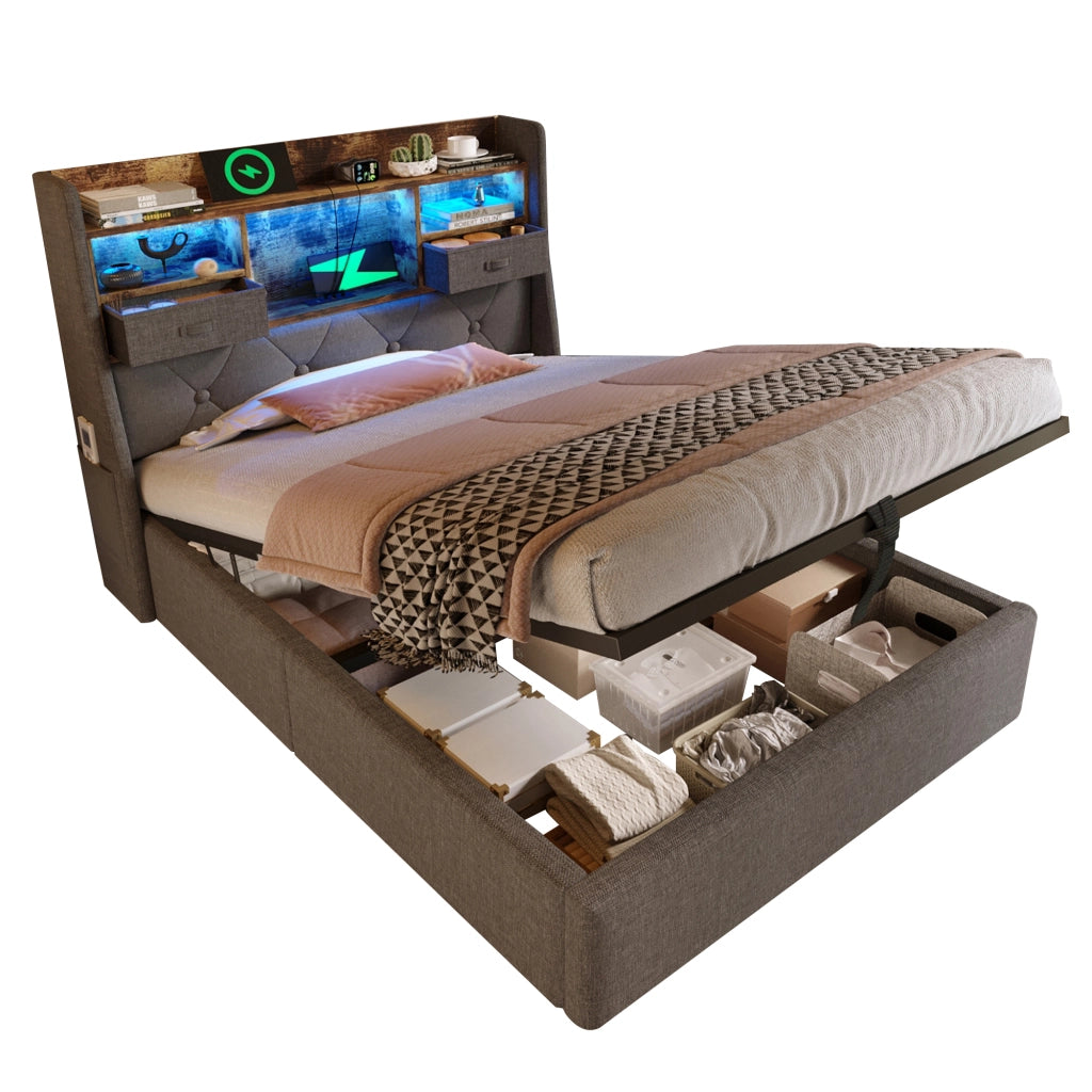 letto imbottito lino grigio 90x200 cm