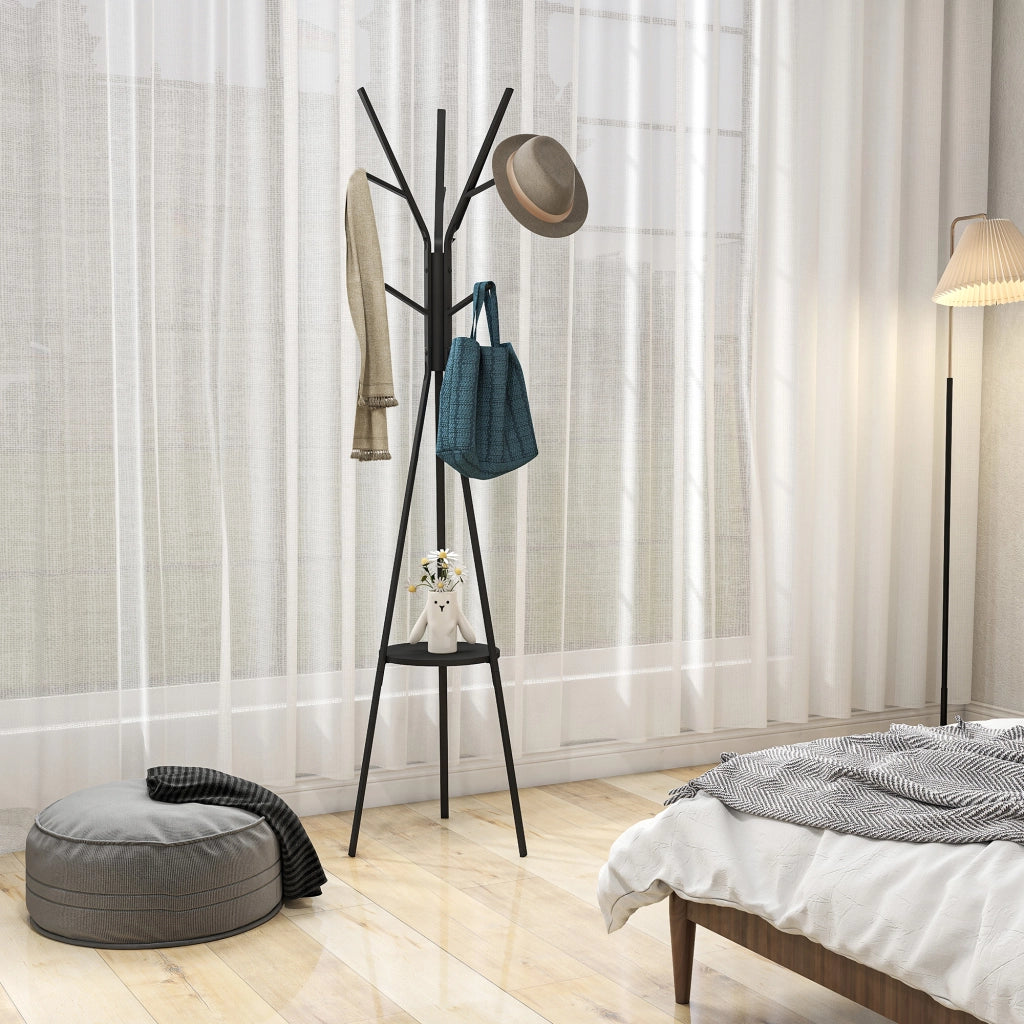 Appendiabiti da Terra Verticale Moderno per Ingresso. 45x45x180cm. Nero