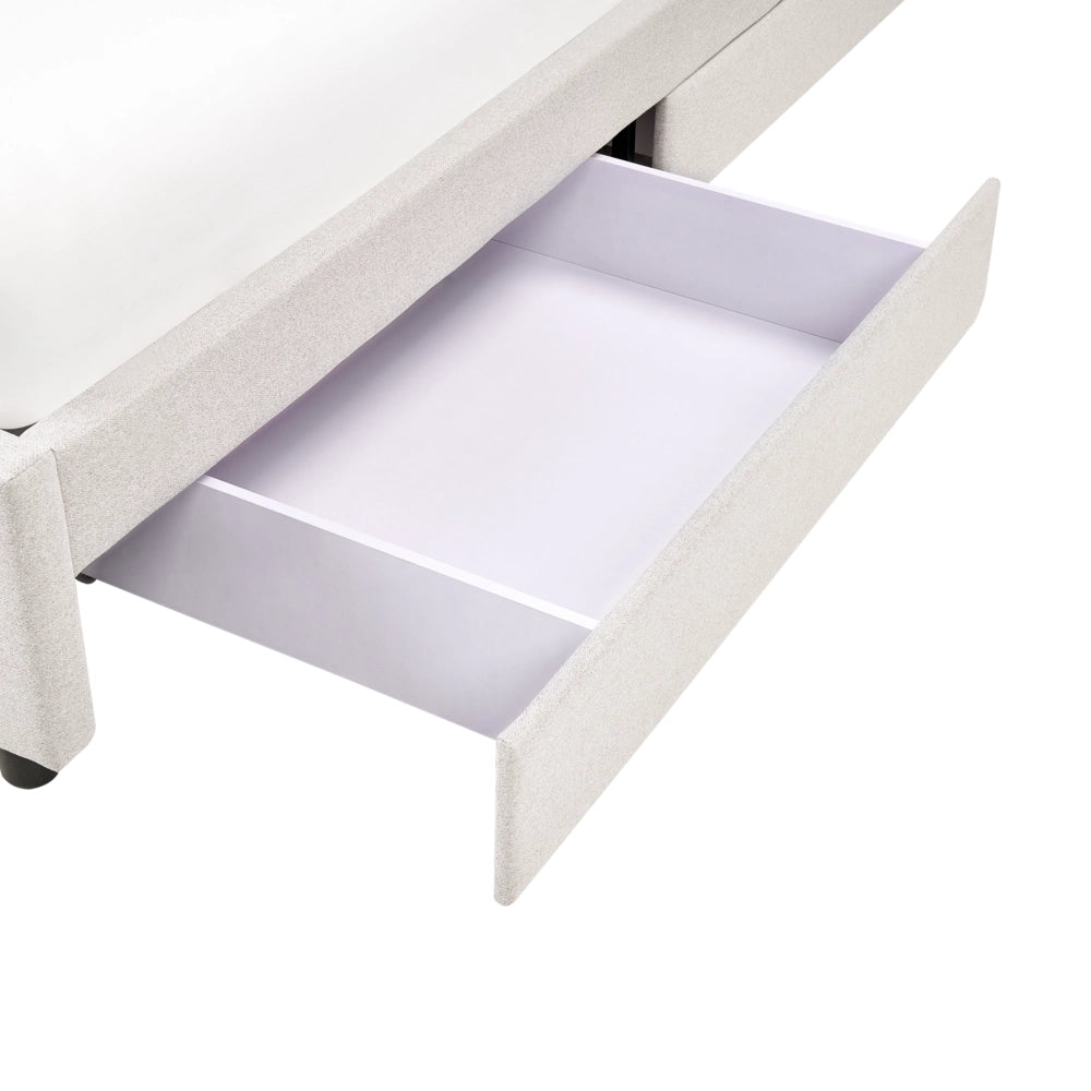 Letto matrimoniale in Tessuto beige chiaro con Cassetti 160 x 200 cm Design tradizionale
