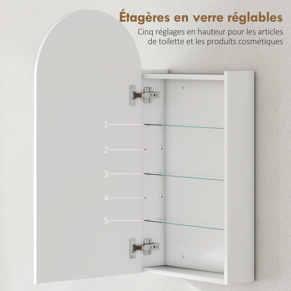 Armadietto a specchio da bagno ¨C Xylo ¨C bianco con ripiani in vetro regolabili