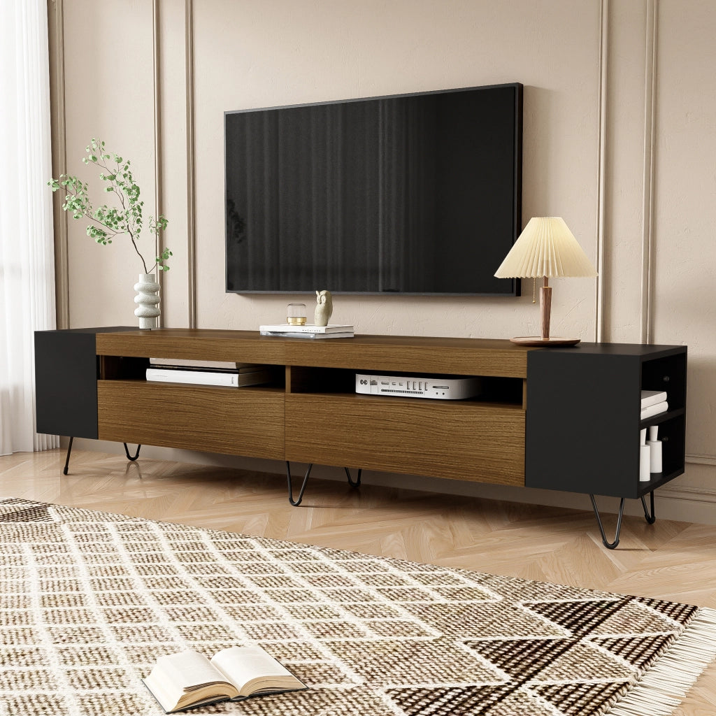 Mobile TV Moderno ¨C MINIMAL ¨C Nero e Legno, 180 cm