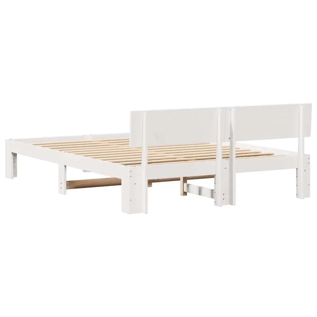 Struttura del letto-Giroletto-Rete del Letto Bianco 150 x 200 cm Pino massello 288778