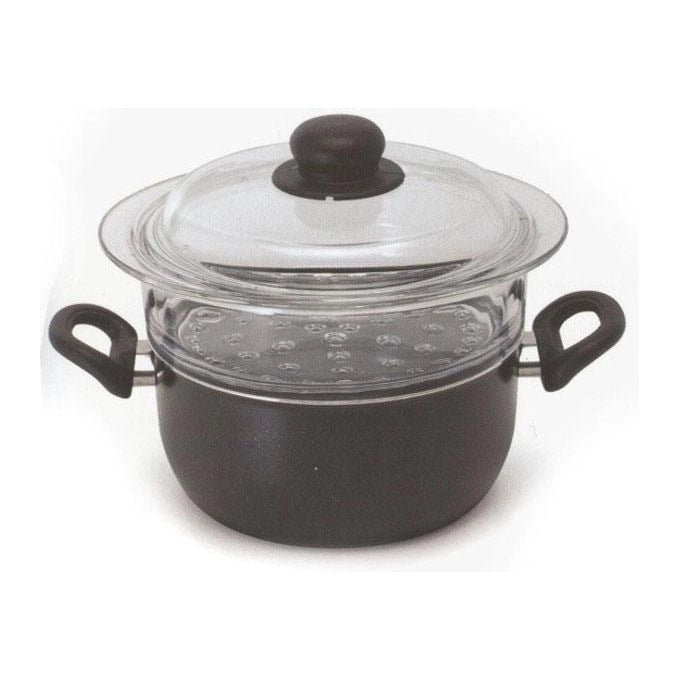 Ballarini 750000960 Firenze Vaporiera in Alluminio 20 cm Antiaderente Cortan Manici Bachelite colore Nero