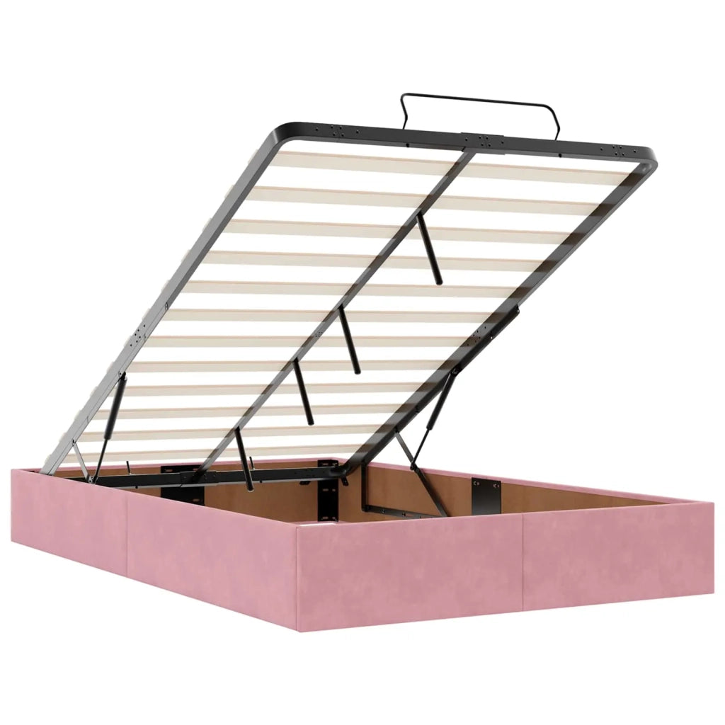 Letto Ottomano con Materasso e LED Rosa 120 x 190 cm Velluto 3458222