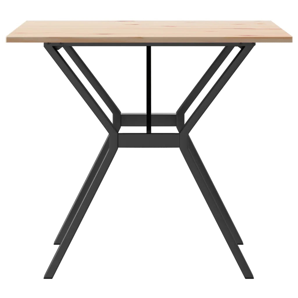 Tavolo da Pranzo Telaio a Y 80x80x75 cm Legno Pino e Acciaio