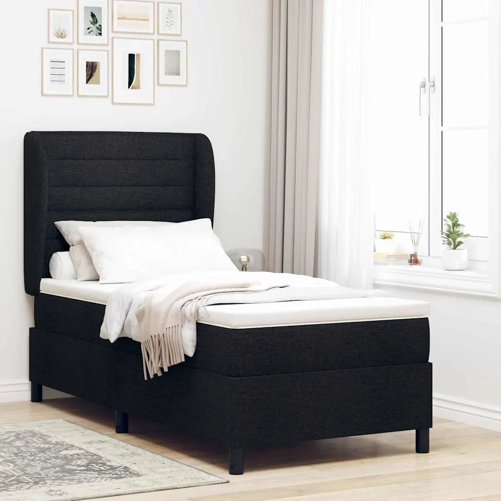 Letto a molle con materasso Nero 80 x 200 cm Tessuto 3340468