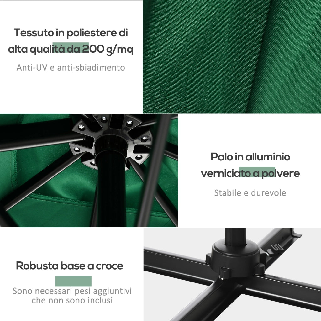 Ombrellone da Giardino con Manovella ¨C Xylo ¨C 2.5x2.5m Verde Rotazione 360¡ã Parasole Regolabile