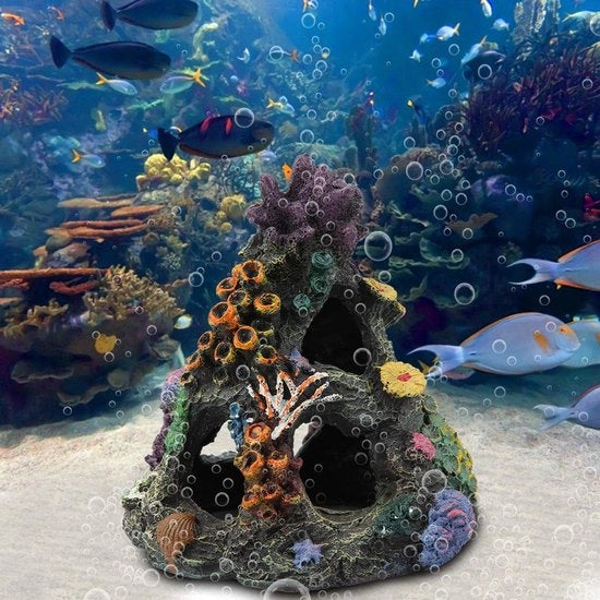 Decorazione per acquario in materiale durevole - simulazione di una collina - nascondiglio per betta e ciclidi - creazione di un mondo sottomarino - non si sbiadisce
