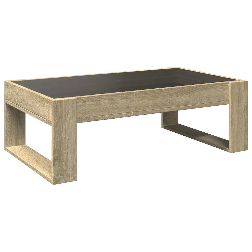 Tavolino da Salotto con LED Infinity-Tavolino da soggiorno Rovere Sonoma 90x53x30 cm