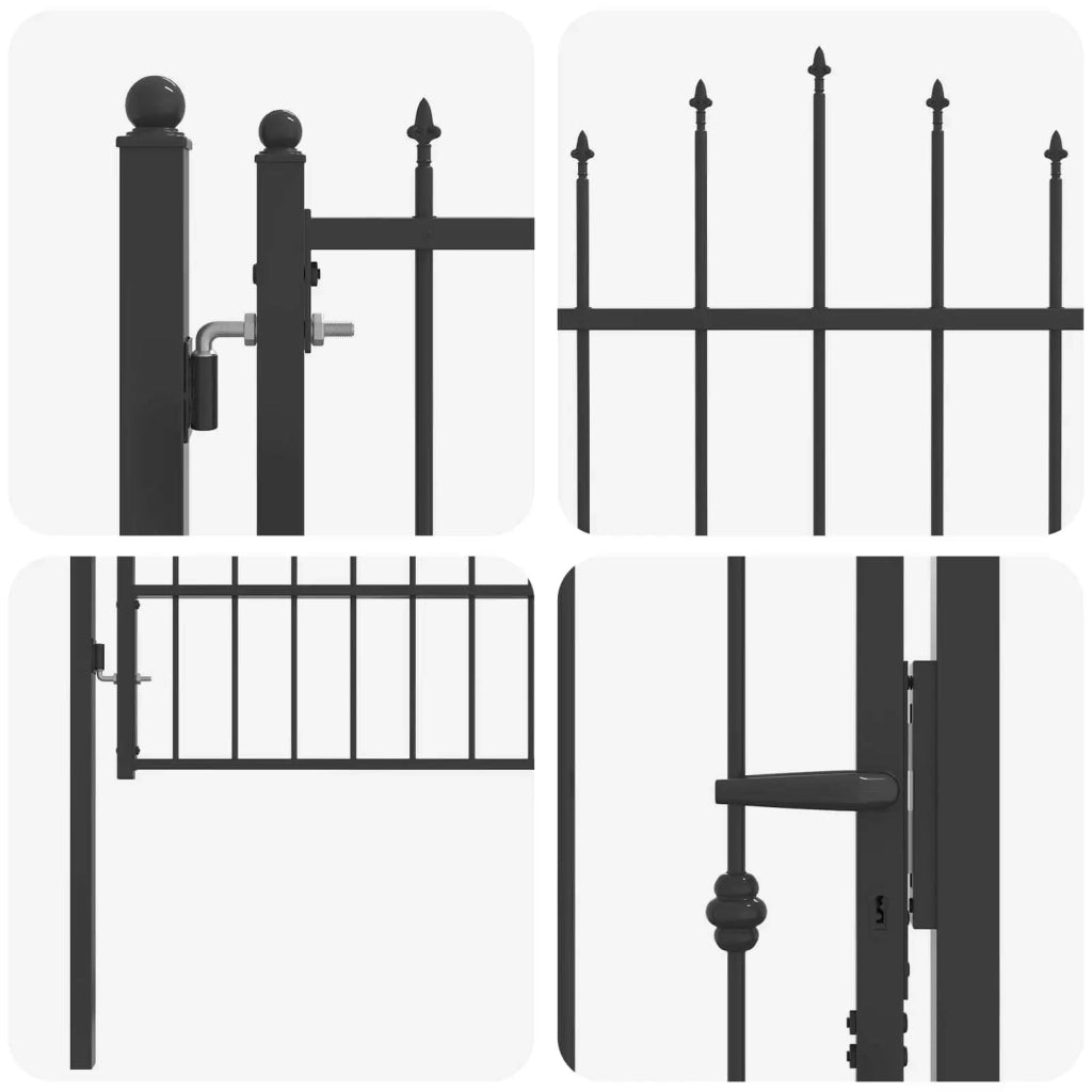 Cancello per recinzione Asten Nero 150 x 88 cm Acciaio 42034051
