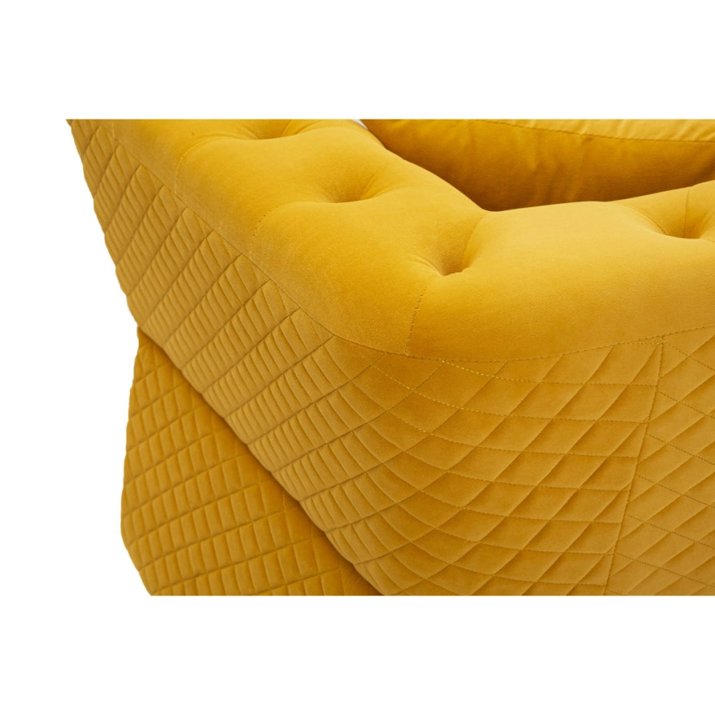 Divano Emy con cuscini in poliestere senape e gambe oro 162x83x76 cm