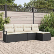 Set di divani 5 pcs Nero polyrattan
