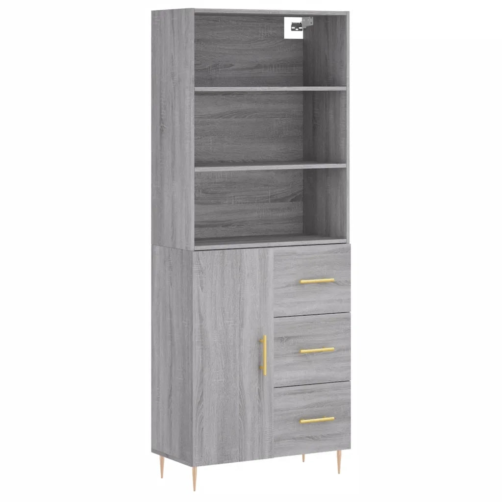 Credenza Grigio Sonoma 69,5x34x180 cm in Legno Multistrato 3189435