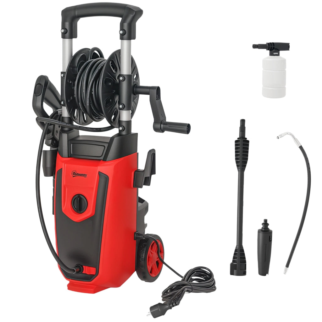 Pulitrice ad Alta Pressione 1800W con Accessori ¨C zephmum ¨C 30x27.5x76 cm Rosso Nero