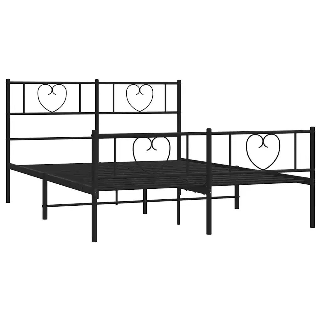 Giroletto con Testiera e Pediera-Struttura Letto Metallo Nero 150x200 cm 620893
