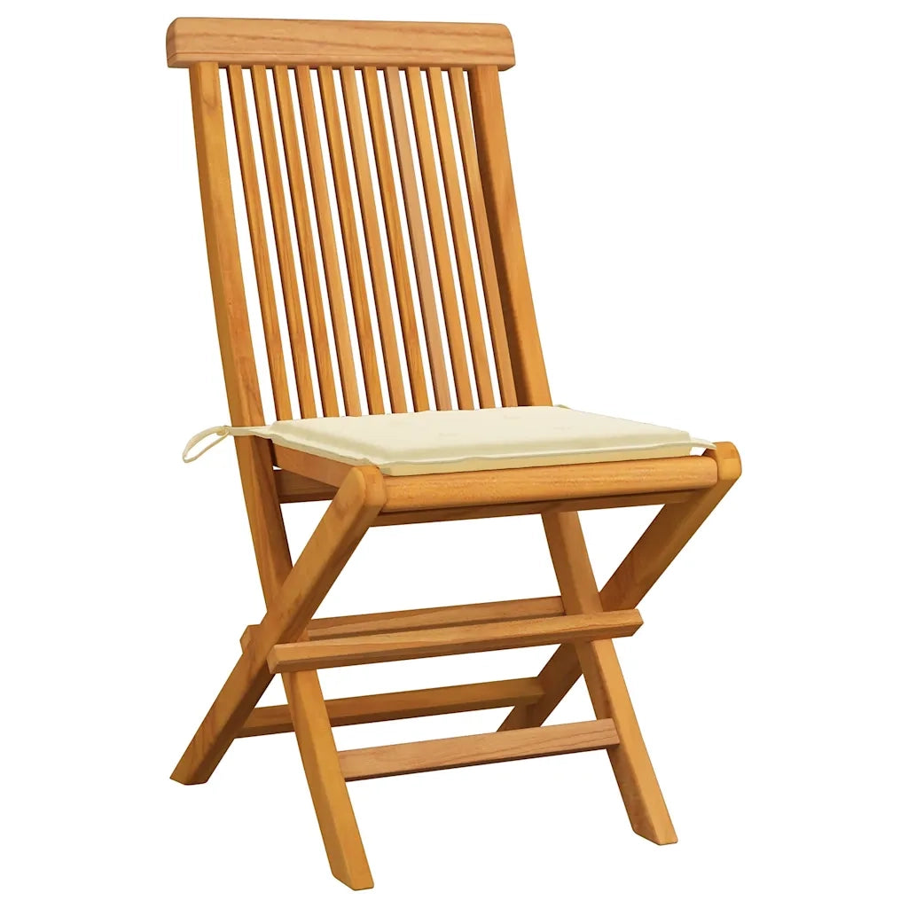Sedie da Giardino con Cuscini Crema 8 pz in Massello di Teak 3072919
