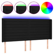 Testiera | Testata a LED Nera 203x16x118/128 cm in Tessuto