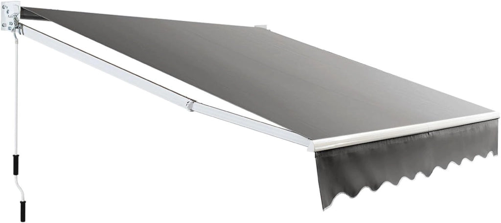 Tenda da Sole per Esterno Avvolgibile, Tenda da Sole a Bracci Estensibili con Telaio in Alluminio e Tettuccio Resistente al Sole e Impermeabile e Manovella (Grigio, 295 x 250 cm)
