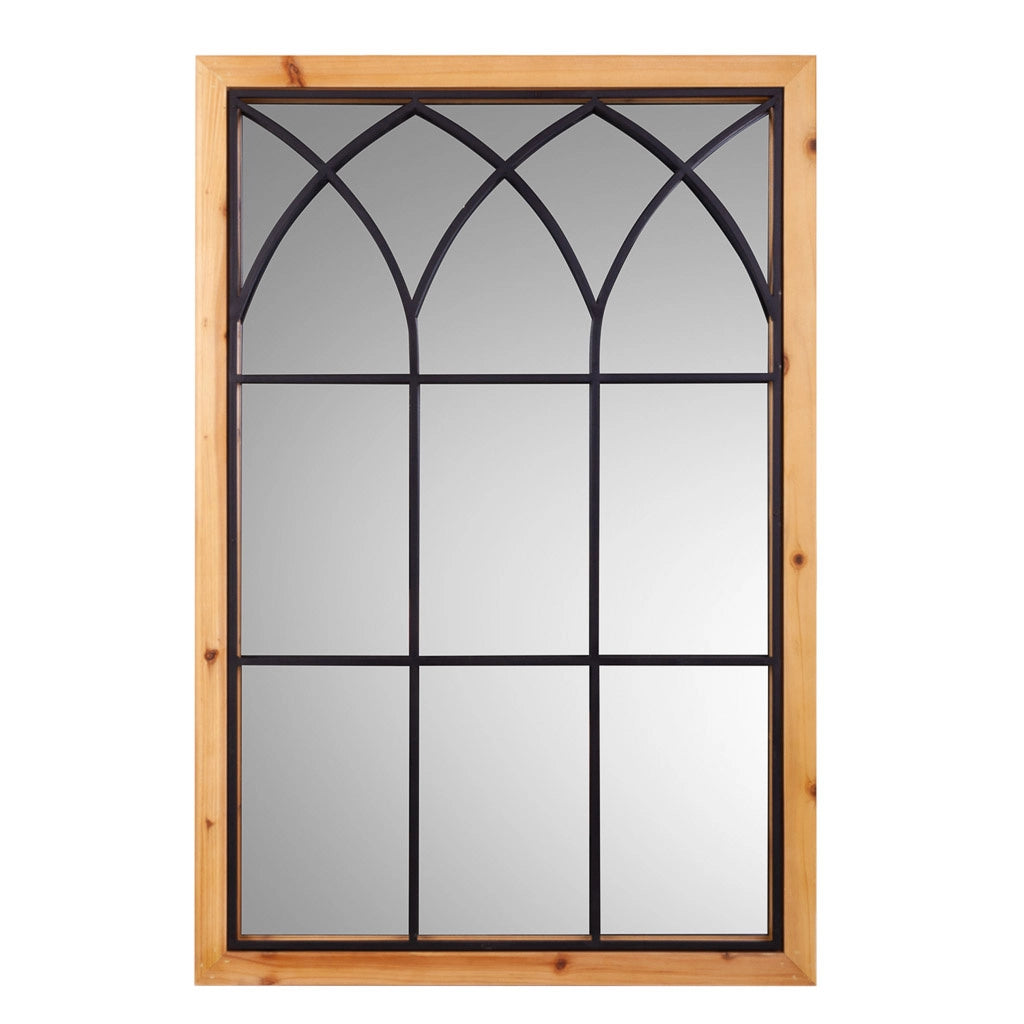 Specchio in legno e metallo marrone 60x2,5x90h