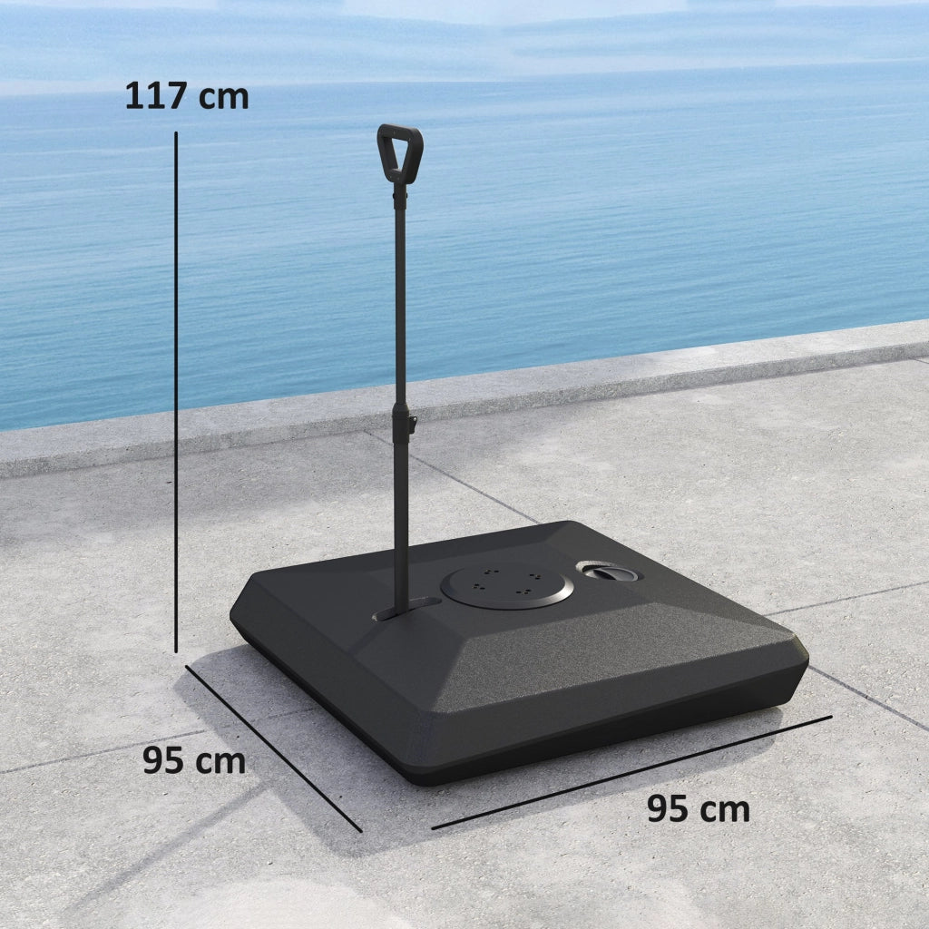 Base per Ombrellone a Sbalzo 95x95x117 cm Riempibile con Acqua o Sabbia in HDPE Nero
