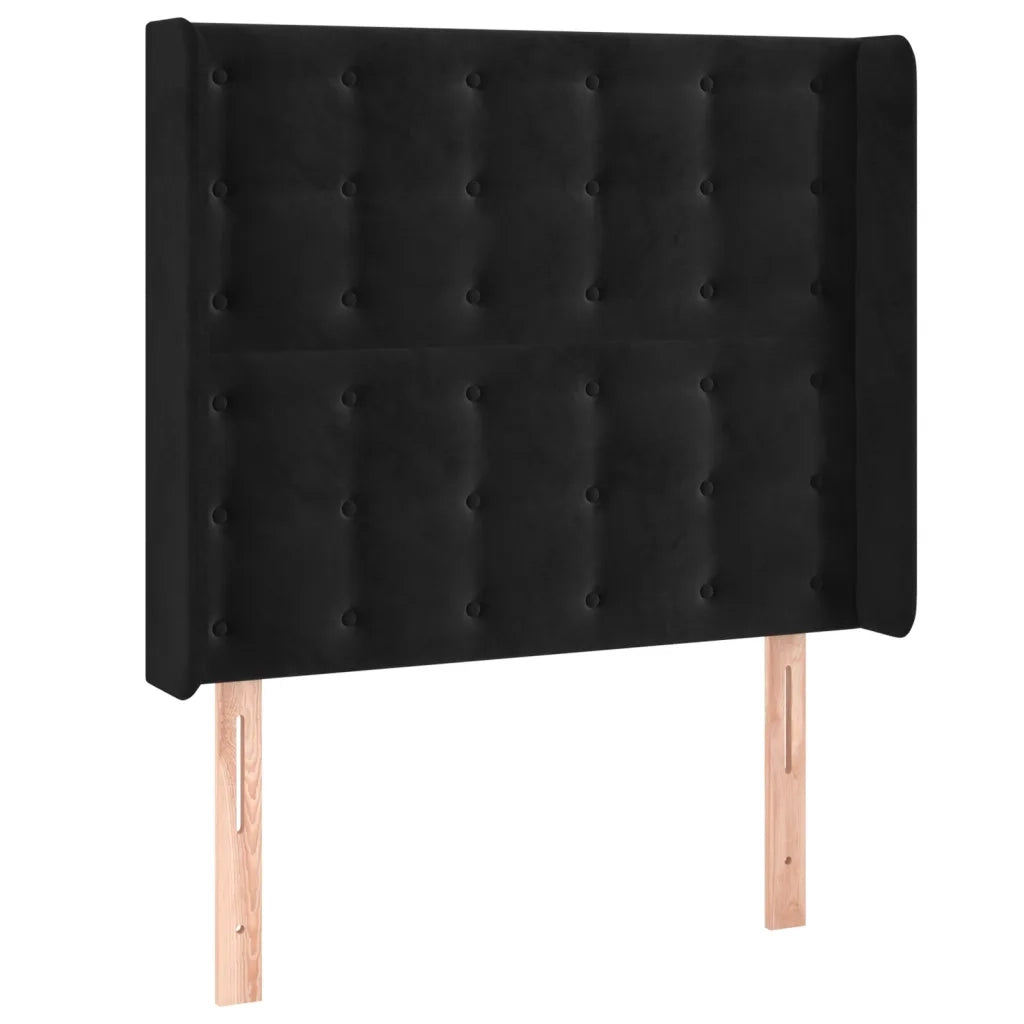 Testiera ad Orecchio-Testata con Orecchie Nera 103x16x118/128 cm in Velluto 351831