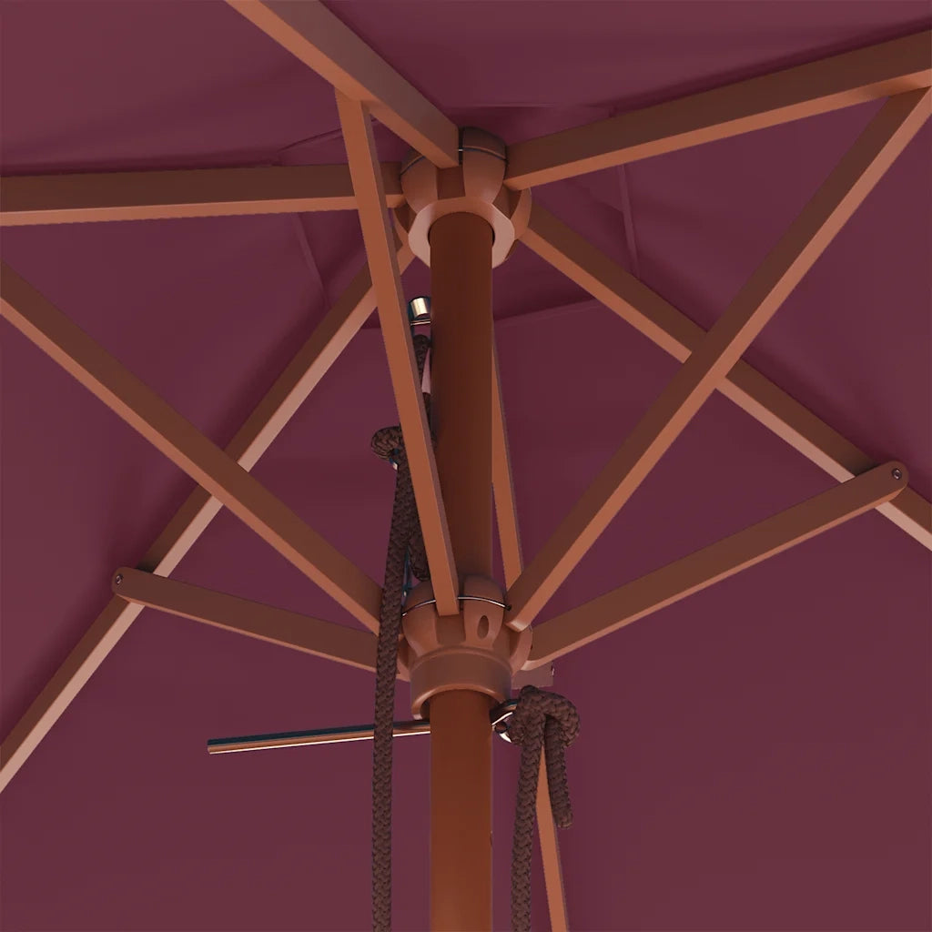 Ombrellone da Esterni Palo in Legno 150x200 cm Rosso Bordeaux 44537