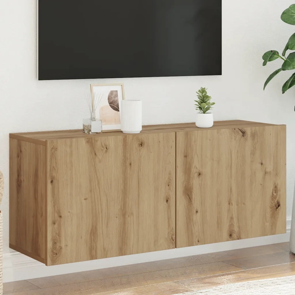 Mobile TV a Parete-Mobile TV a Muro Rovere Artigianale 100x30x41 cm